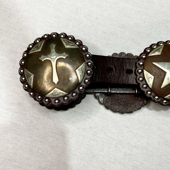 Cowboy Decor Brown Concho Belt Size 32, 9 Different Conchos Western Cowgirl - Picture 8 of 8